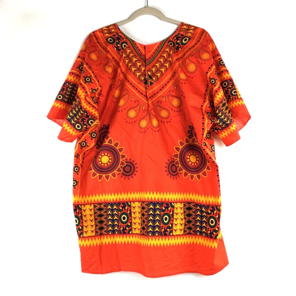 SPIRIT HALLOWEEN Dashiki Tribal Caftan SHIRT HIPPIE ETHNIC ORANGE Men Sz L/XL - Picture 8 of 16